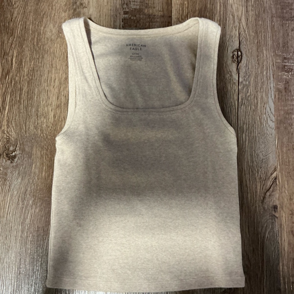 American Eagle Outfitters Gray Crop Tank Top Fitted Style